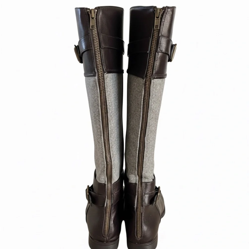 Kohl's Elegant Brown and Gray Over the Knee Boots